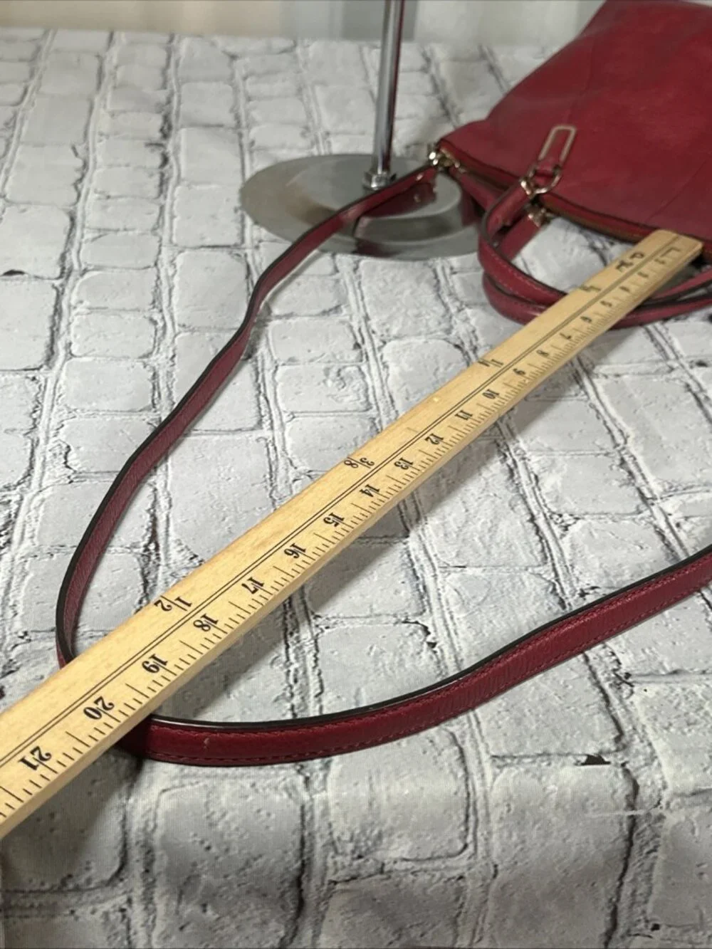 Coach Kelsey Pebbled Leather Red Satchel Crossbody Bag Purse